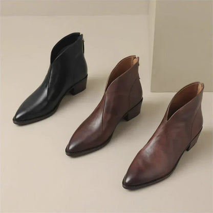 MAISON LORÉ™ | Bottines en cuir à talon bas