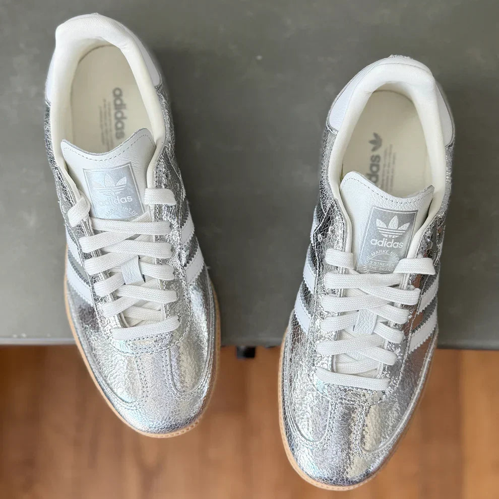 Sneakers "Chrome" — Cuir Métallisé & Effet Craquelé
