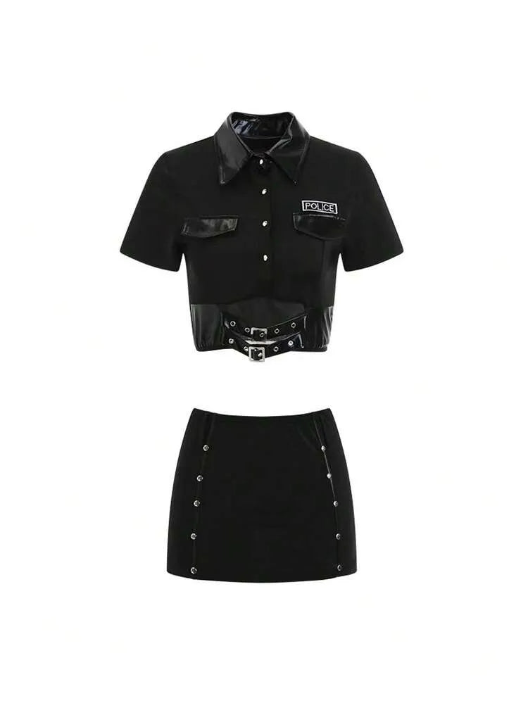 1 set Costume de jeu de rôle pour femme, uniforme de cosplay, tenue de la Saint-Valentin, cadeau de la Saint-Valentin Noir printemps