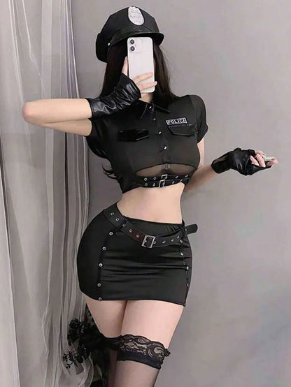 1 set Costume de jeu de rôle pour femme, uniforme de cosplay, tenue de la Saint-Valentin, cadeau de la Saint-Valentin Noir printemps