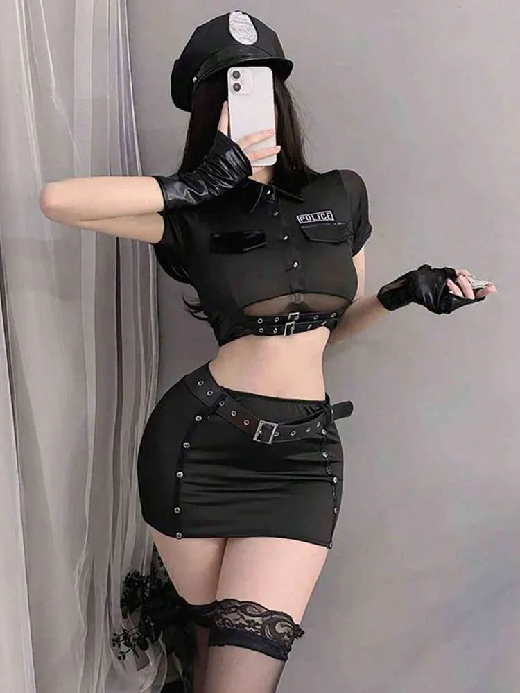 1 set Costume de jeu de rôle pour femme, uniforme de cosplay, tenue de la Saint-Valentin, cadeau de la Saint-Valentin Noir printemps